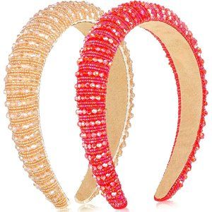 Headband Crystal Rhinestone 2/pack Red & Champagne